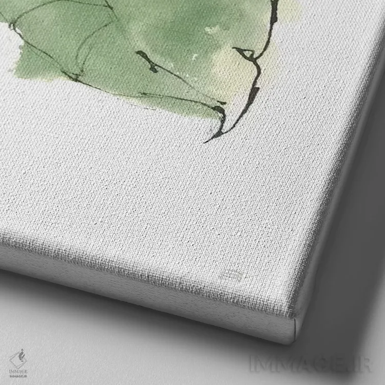 تابلو برگ بزرگ گیاه شماره سه (سبز تیره) اثر کریس پاشکه - نمای نزدیک بافت بوم