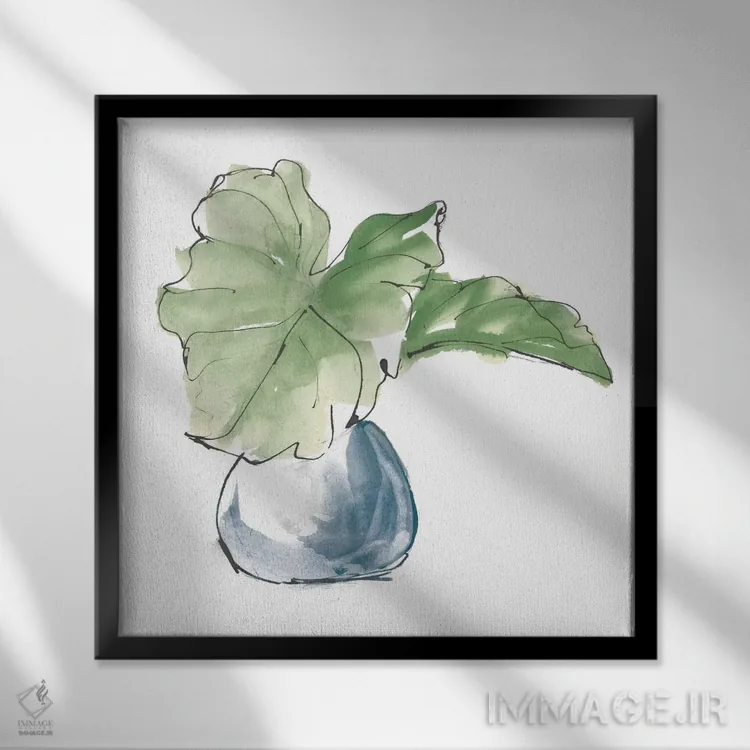 تابلو برگ بزرگ گیاه شماره یک (سبز تیره) اثر کریس پاشکه - نمای قابدار مشکی