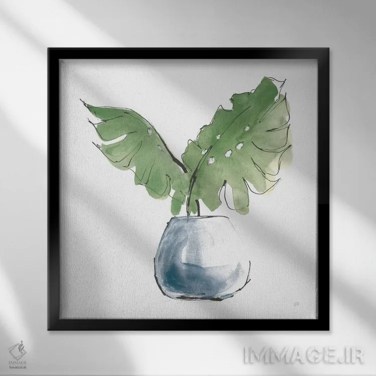 تابلو برگ بزرگ گیاه شماره دو (سبز تیره) اثر کریس پاشکه - نمای قابدار مشکی