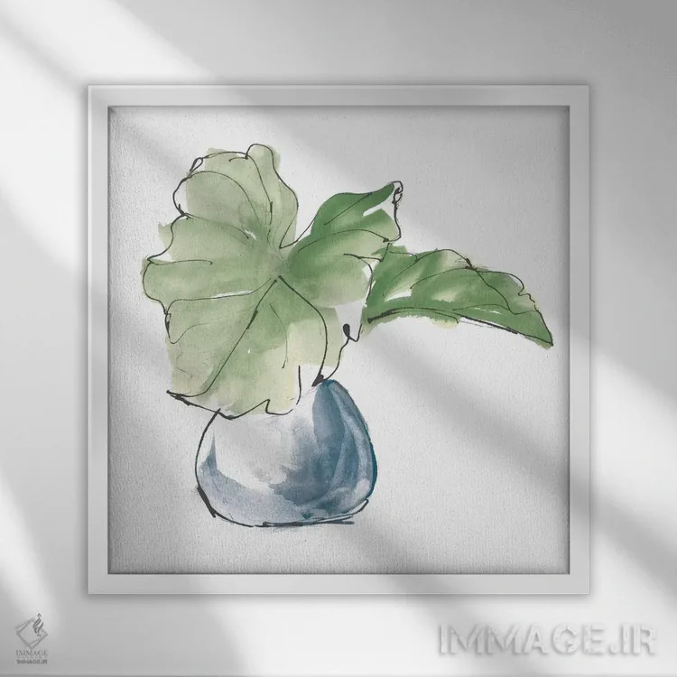 تابلو برگ بزرگ گیاه شماره یک (سبز تیره) اثر کریس پاشکه - نمای قابدار سفید