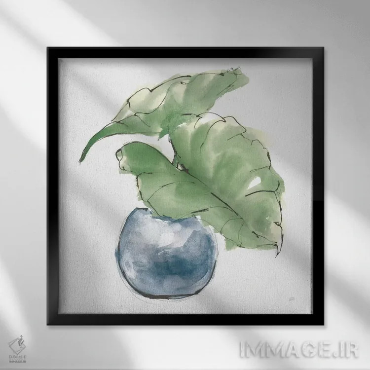تابلو برگ بزرگ گیاه شماره سه (سبز تیره) اثر کریس پاشکه - نمای قابدار مشکی