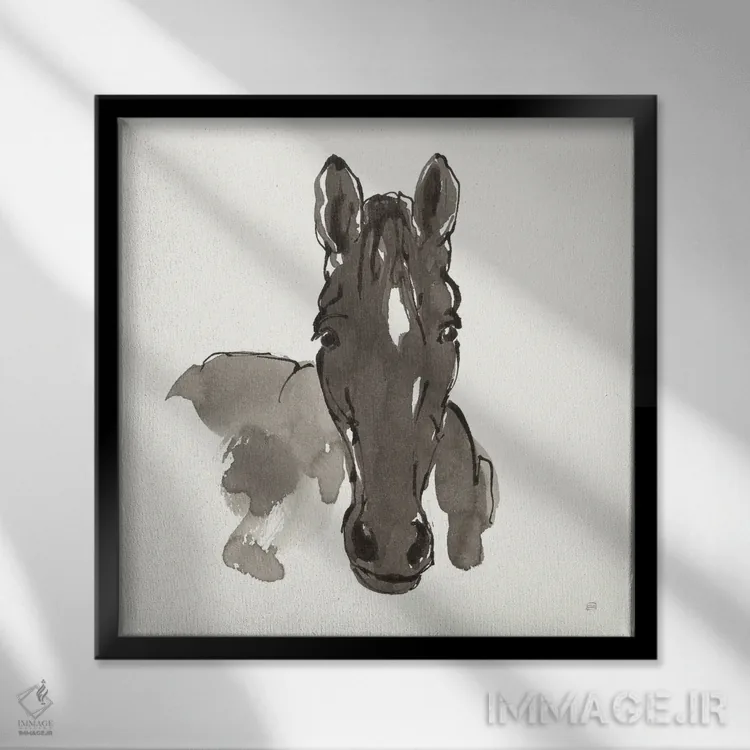 تابلو پرترهٔ اسب شماره چهار اثر کریس پاشکه - نمای قابدار مشکی