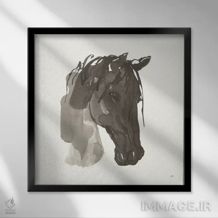 تابلو پرترهٔ اسب شماره یک اثر کریس پاشکه - نمای قابدار مشکی