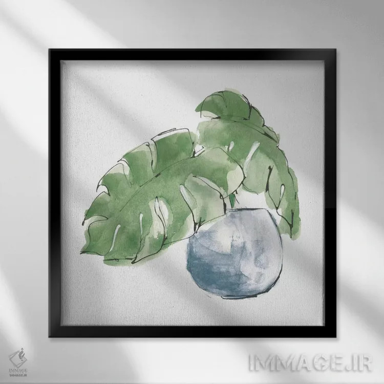 تابلو برگ بزرگ گیاه شماره چهار (سبز تیره) اثر کریس پاشکه - نمای قابدار مشکی