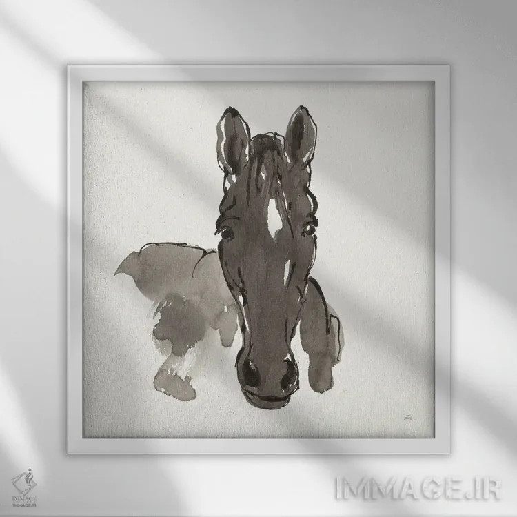 تابلو پرترهٔ اسب شماره چهار اثر کریس پاشکه - نمای قابدار سفید