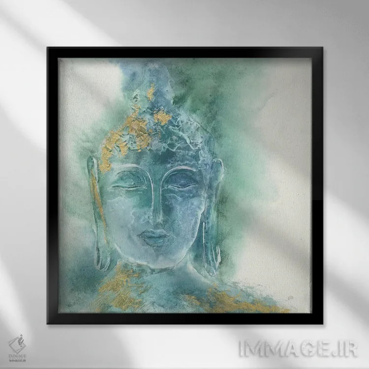 تابلو بودای زراندود شماره یک اثر کریس پاشکه - نمای قابدار مشکی