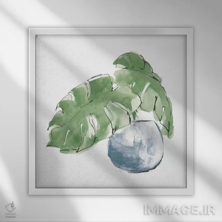 تابلو برگ بزرگ گیاه شماره چهار (سبز تیره) اثر کریس پاشکه - نمای قابدار سفید