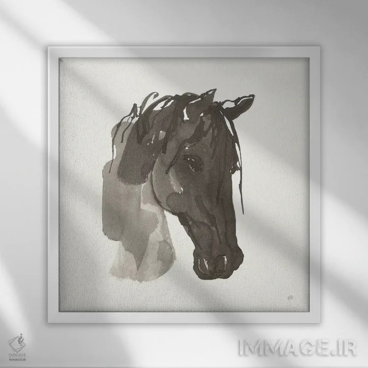 تابلو پرترهٔ اسب شماره یک اثر کریس پاشکه - نمای قابدار سفید