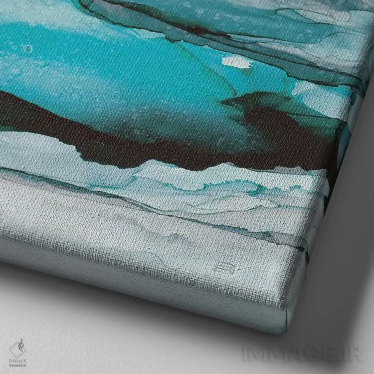 تابلو چشمانداز آبی شماره یک اثر کریس پاشکه - نمای نزدیک بافت بوم