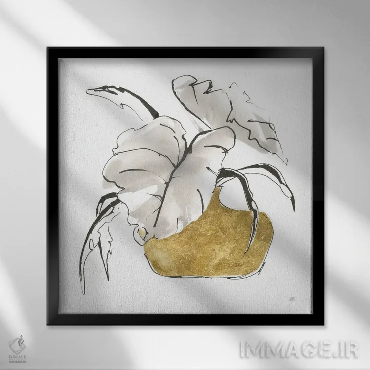 تابلو گلدان زراندود ظریف شماره دو اثر کریس پاشکه - نمای قابدار مشکی