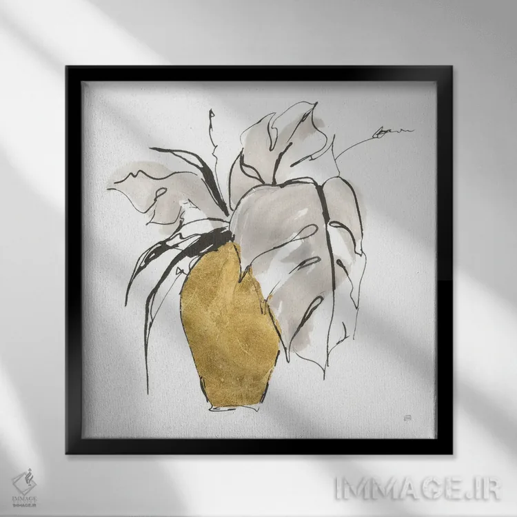 تابلو گلدان زراندود ظریف شماره سه اثر کریس پاشکه - نمای قابدار مشکی