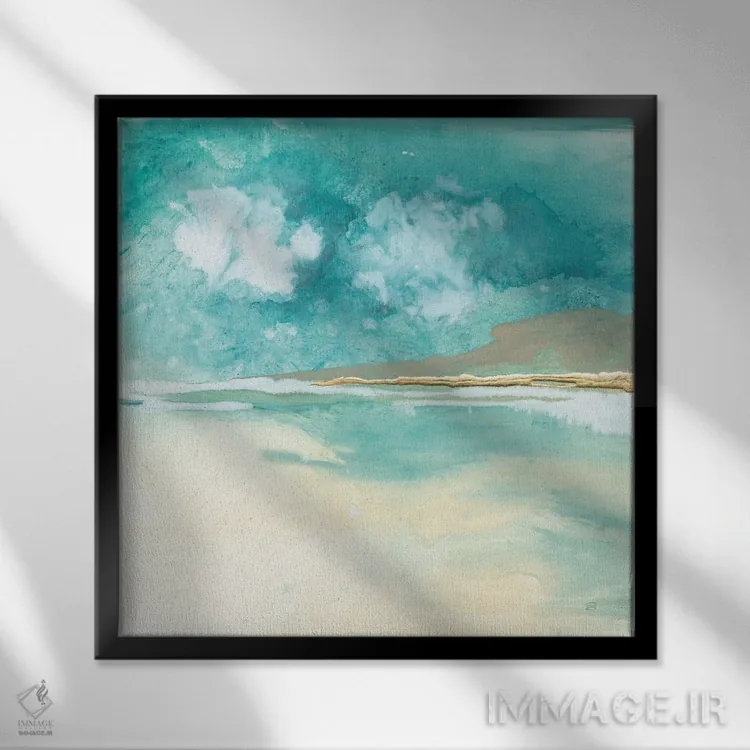 تابلو ابر کومولوس زمردی شماره یک اثر کریس پاشکه - نمای قابدار مشکی