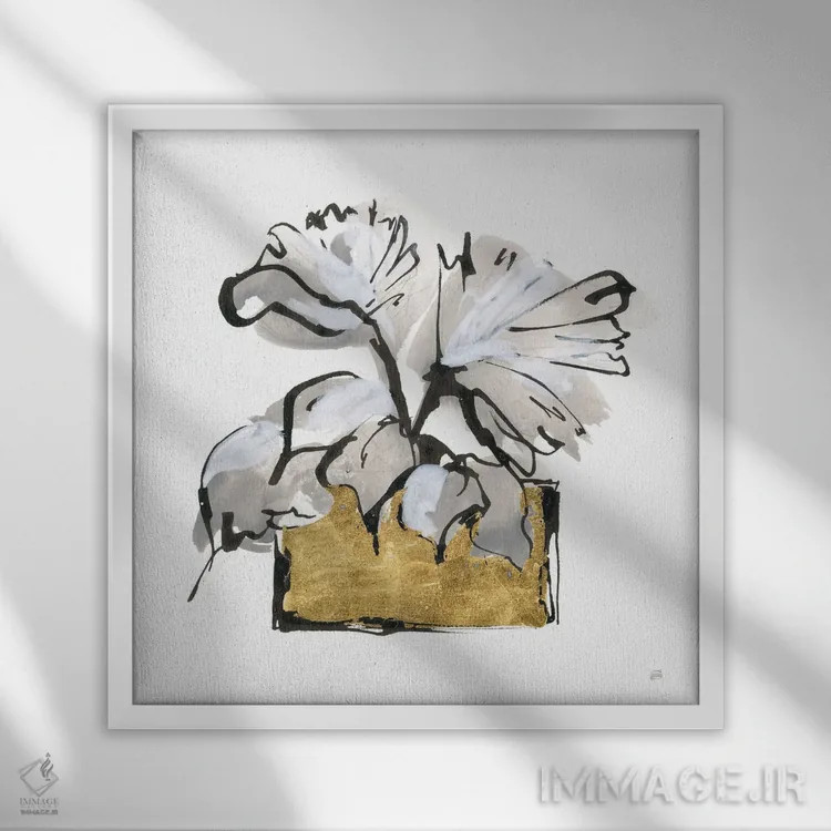 تابلو گلدان زراندود شماره چهار اثر کریس پاشکه - نمای قابدار سفید