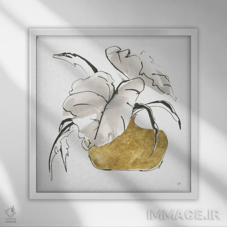 تابلو گلدان زراندود ظریف شماره دو اثر کریس پاشکه - نمای قابدار سفید