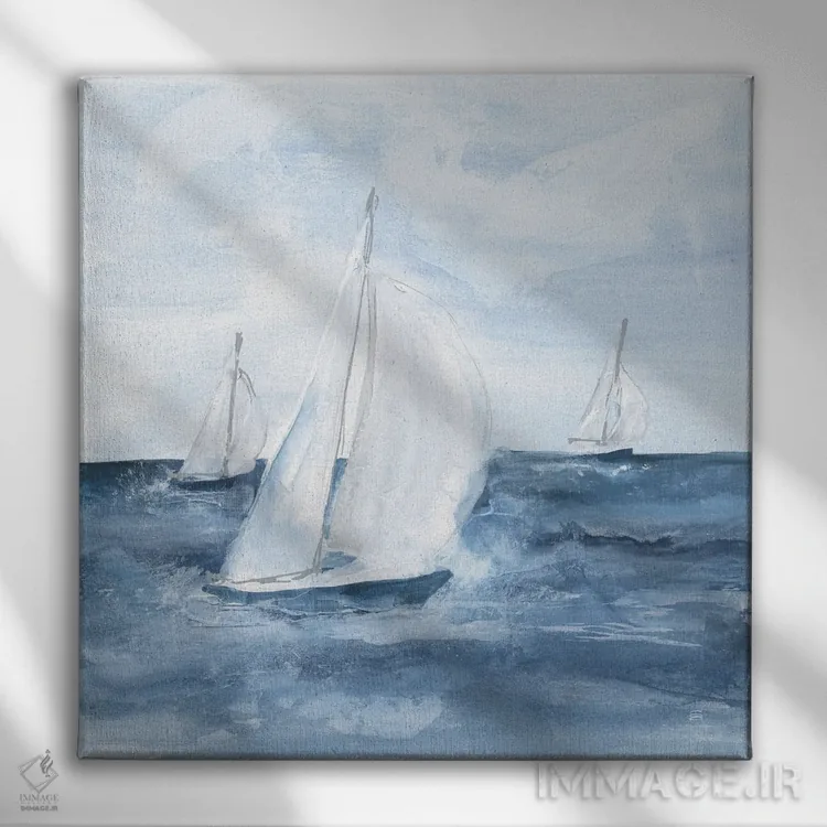 تابلو قایقهای بادبانی شماره ۵ اثر کریس پاشکه - نمای روبهرو روی دیوار