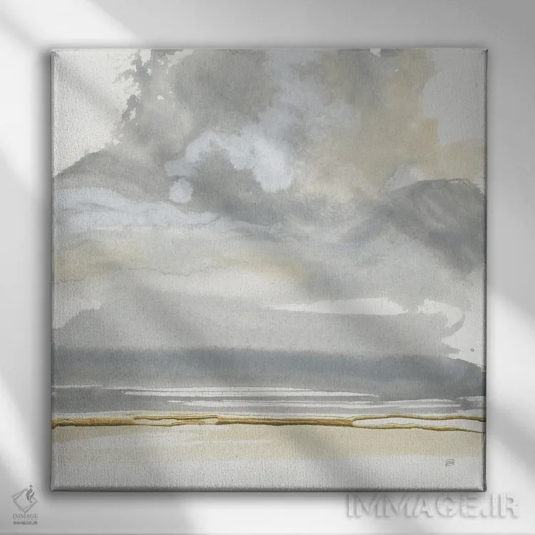 تابلو ابر کومولوس خاکستری شماره ۱ اثر کریس پاشکه - نمای روبهرو روی دیوار