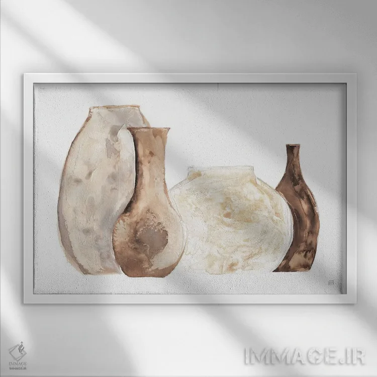 تابلو گلدانهای خنثی شماره دو اثر کریس پاشکه - نمای قابدار سفید