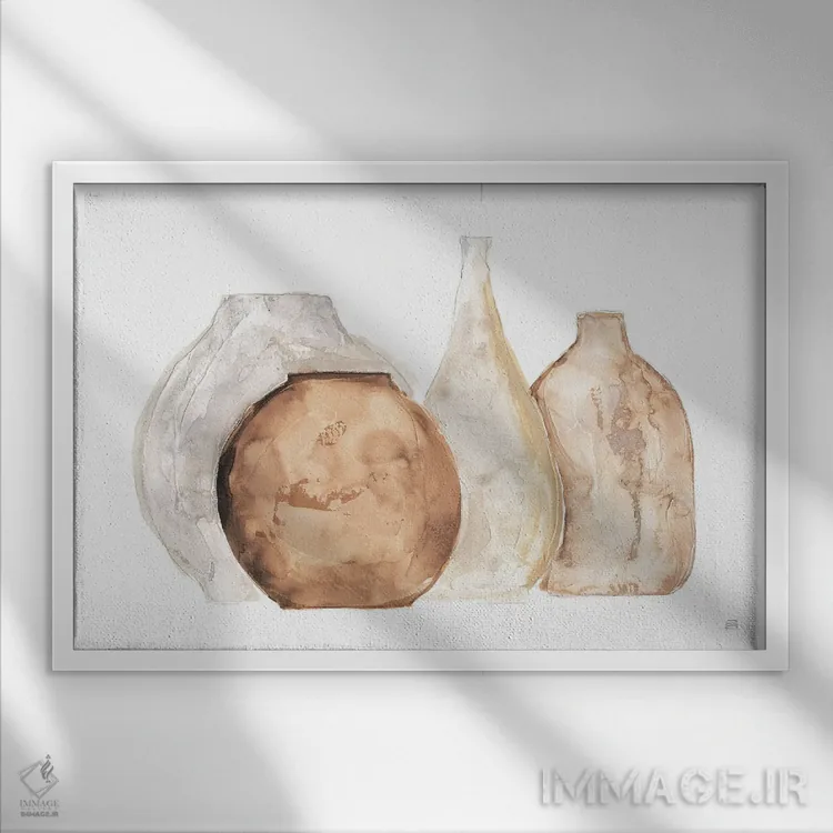 تابلو گلدانهای خنثی شماره ۴ اثر کریس پاشکه - نمای قابدار سفید