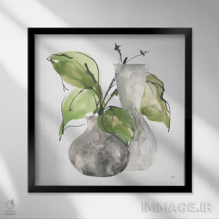 تابلو دو گلدان شماره ۳ اثر کریس پاشکه - نمای قابدار مشکی