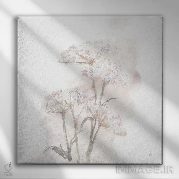 تابلو گیاه قیطان ملکه آن شماره ۵ (گل وحشی) اثر کریس پاشکه - نمای روبهرو روی دیوار