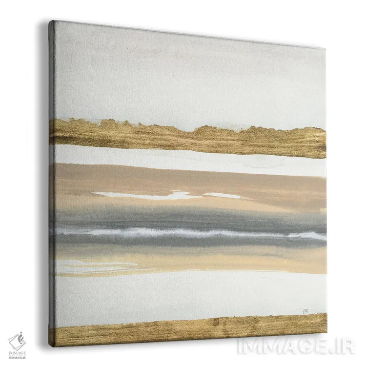 تابلو شن طلایی و خاکستری شماره ۴ اثر کریس پاشکه - نمای پرسپکتیو محصول