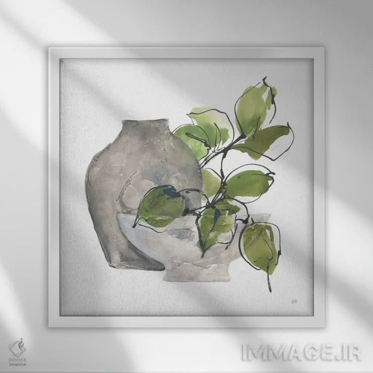 تابلو دو گلدان شماره ۲ اثر کریس پاشکه - نمای قابدار سفید