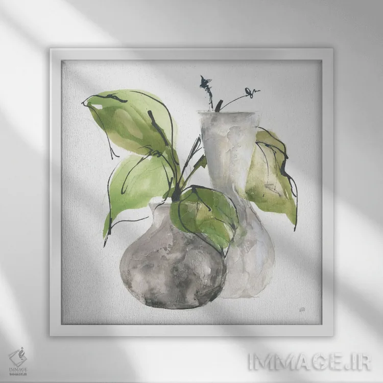 تابلو دو گلدان شماره ۳ اثر کریس پاشکه - نمای قابدار سفید