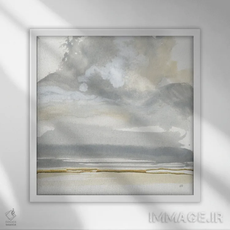 تابلو ابر کومولوس خاکستری شماره ۱ اثر کریس پاشکه - نمای قابدار سفید