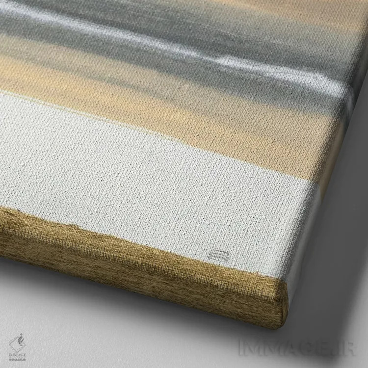 تابلو شن طلایی و خاکستری شماره ۴ اثر کریس پاشکه - نمای نزدیک بافت بوم