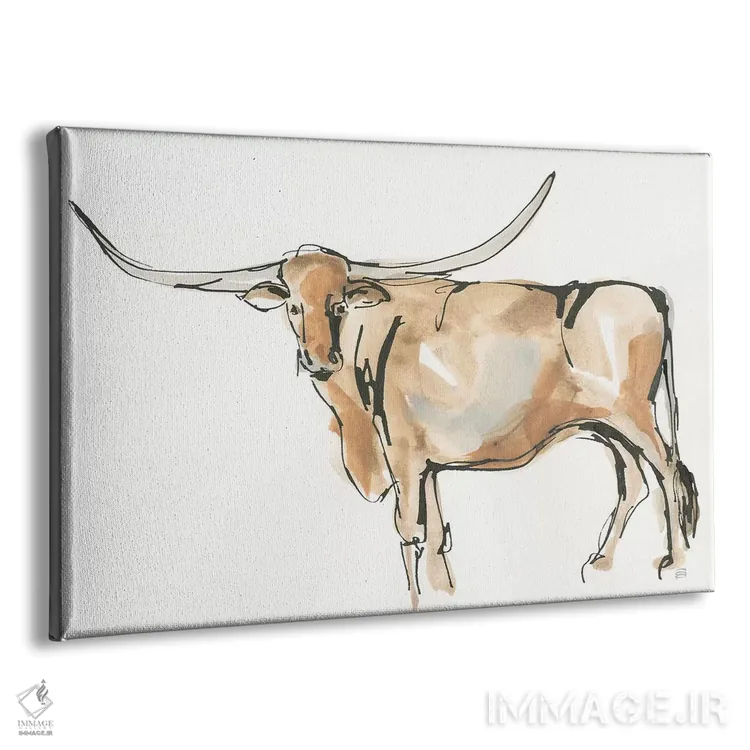 تابلو لانگهورن شماره ۲ (گاو شاخبلند) اثر کریس پاشکه - نمای پرسپکتیو محصول