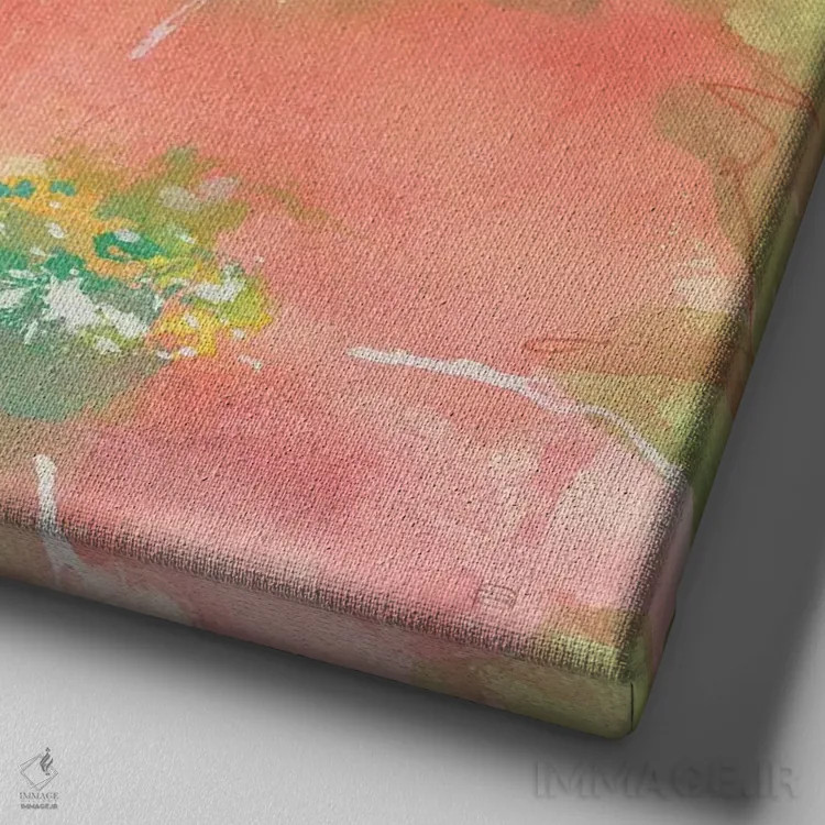 تابلو کاسموس تابستانی شماره ۱ (گل) اثر کریس پاشکه - نمای نزدیک بافت بوم