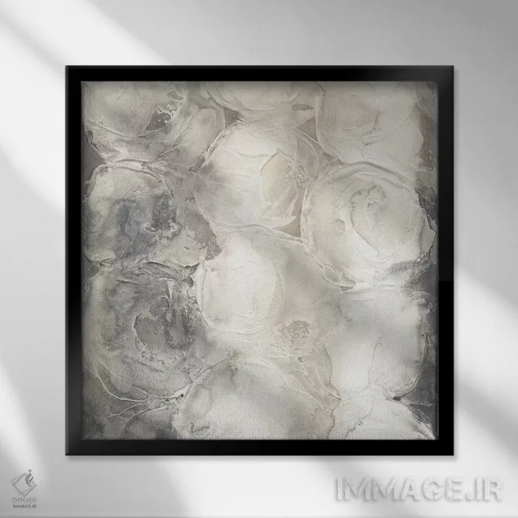 تابلو دایرههای خاکستری شماره ۱ اثر کریس پاشکه - نمای قابدار مشکی