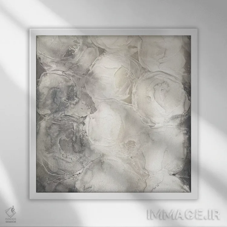 تابلو دایرههای خاکستری شماره ۱ اثر کریس پاشکه - نمای قابدار سفید