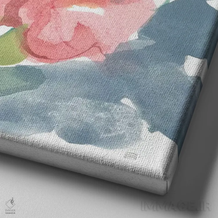 تابلو گل صدتومانی صورتی ۲ روی سفید اثر کریس پاشکه - نمای نزدیک بافت بوم