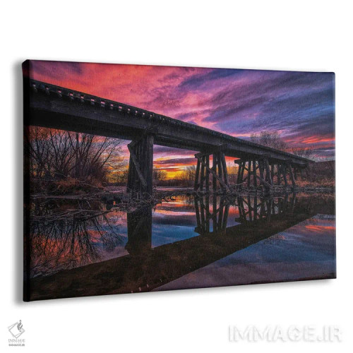 تابلو بازتاب پل راهآهن در غروب اثر کریستوفر توماس - نمای پرسپکتیو محصول