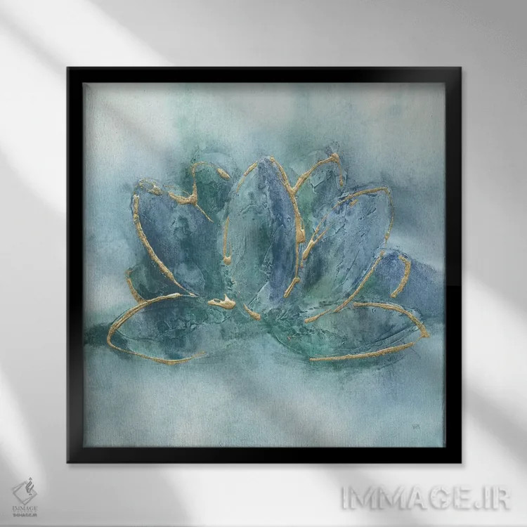 تابلو بودا در نیلوفر آبی اثر کریس پاشکه - نمای قابدار مشکی