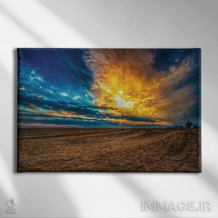 تابلو غروب پس از برداشت اثر کریستوفر توماس - نمای روبهرو روی دیوار