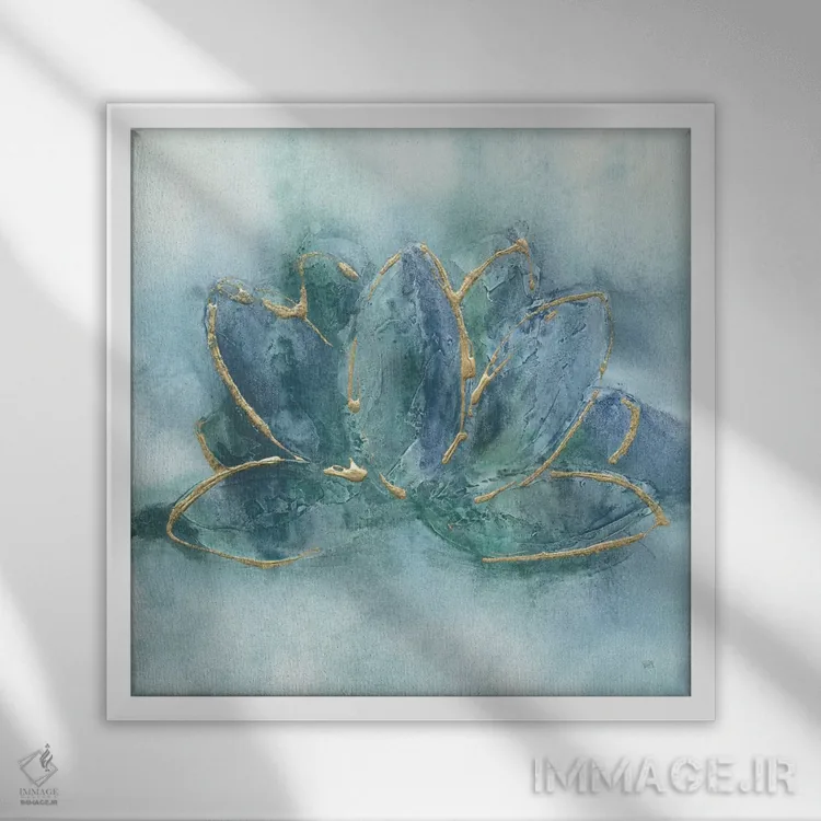 تابلو بودا در نیلوفر آبی اثر کریس پاشکه - نمای قابدار سفید