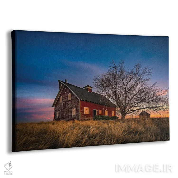 تابلو غروب در طویله قدیمی قرمز اثر کریستوفر توماس - نمای پرسپکتیو محصول