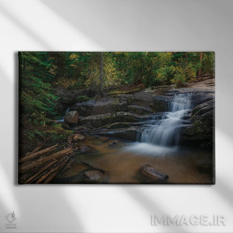 تابلو آبشار پنهان جنگل اثر کریستوفر توماس - نمای روبهرو روی دیوار