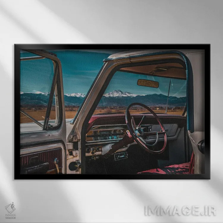 تابلو نمای داشبورد از کوههای راکی اثر کریستوفر توماس - نمای قابدار مشکی