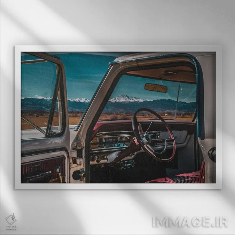 تابلو نمای داشبورد از کوههای راکی اثر کریستوفر توماس - نمای قابدار سفید