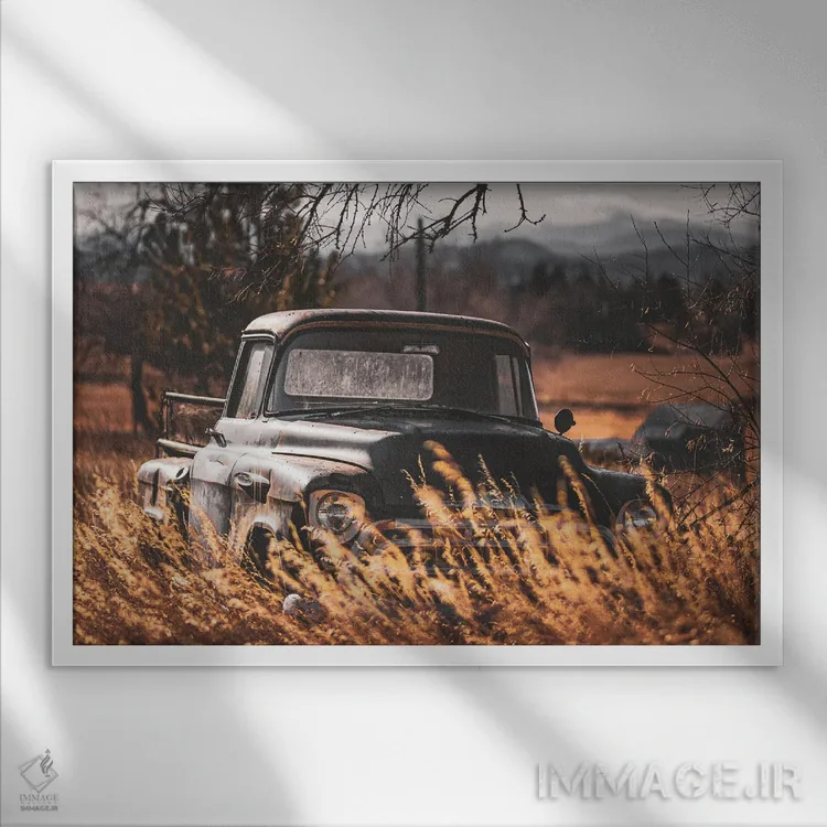 تابلو شورولت قدیمی پدر اثر کریستوفر توماس - نمای قابدار سفید