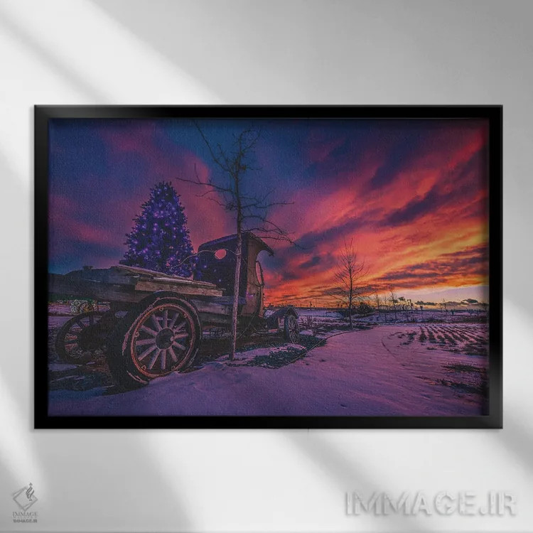 تابلو غروب کامیون فورد جشن اثر کریستوفر توماس - نمای قابدار مشکی