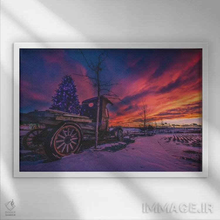 تابلو غروب کامیون فورد جشن اثر کریستوفر توماس - نمای قابدار سفید