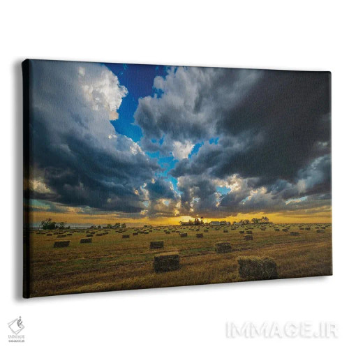 تابلو غروب برداشت یونجه اثر کریستوفر توماس - نمای پرسپکتیو محصول