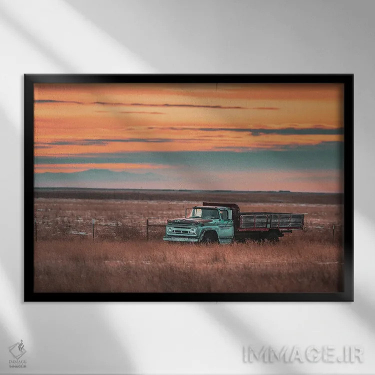 تابلو غروب دشتهای مرتفع اثر کریستوفر توماس - نمای قابدار مشکی