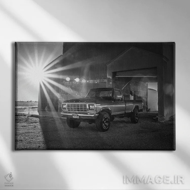 تابلو فورد F-150 سفارشی ۱۹۷۹ (تکرنگ) اثر کریستوفر توماس - نمای روبهرو روی دیوار