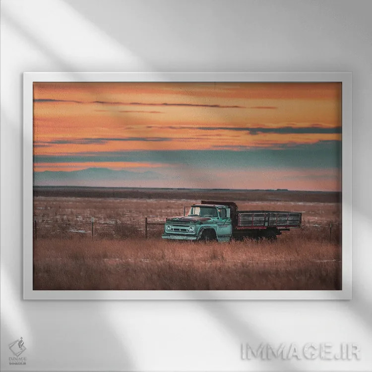 تابلو غروب دشتهای مرتفع اثر کریستوفر توماس - نمای قابدار سفید