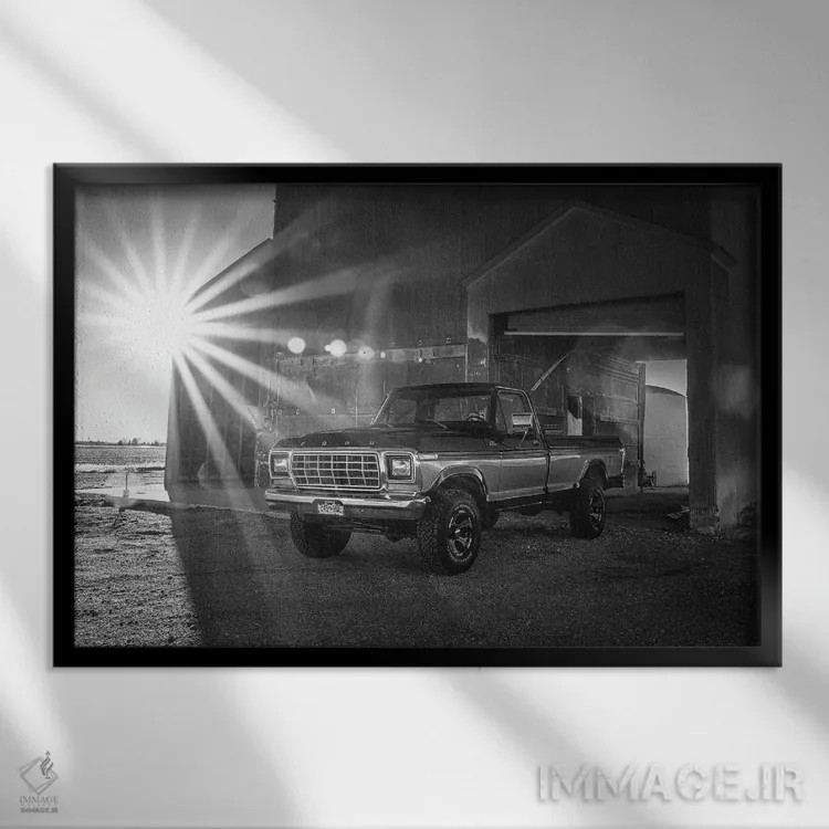 تابلو فورد F-150 سفارشی ۱۹۷۹ (تکرنگ) اثر کریستوفر توماس - نمای قابدار مشکی